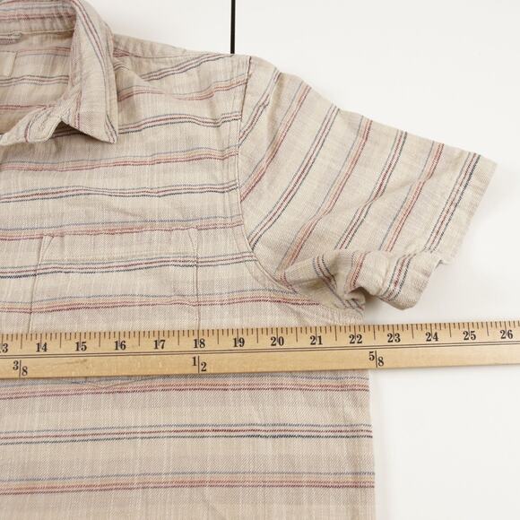 Marine Layer Bold Stripe Selvage Textured Cotton Short Sleeve Button Shirt Sz L - Picture 3 of 7
